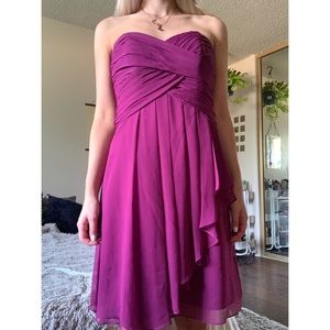 Short crinkle chiffon dress with front cascade